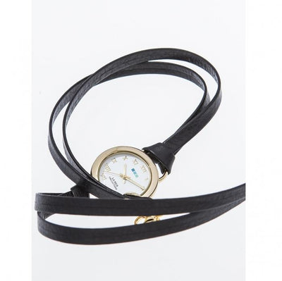 Black Leather Wrap Watch Give Simple