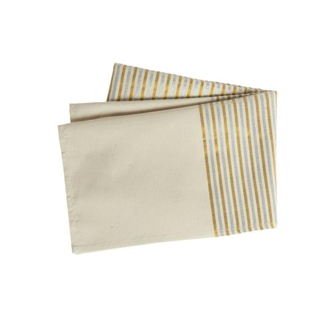 Silver and Gold Striped Tablecloth Give Simple